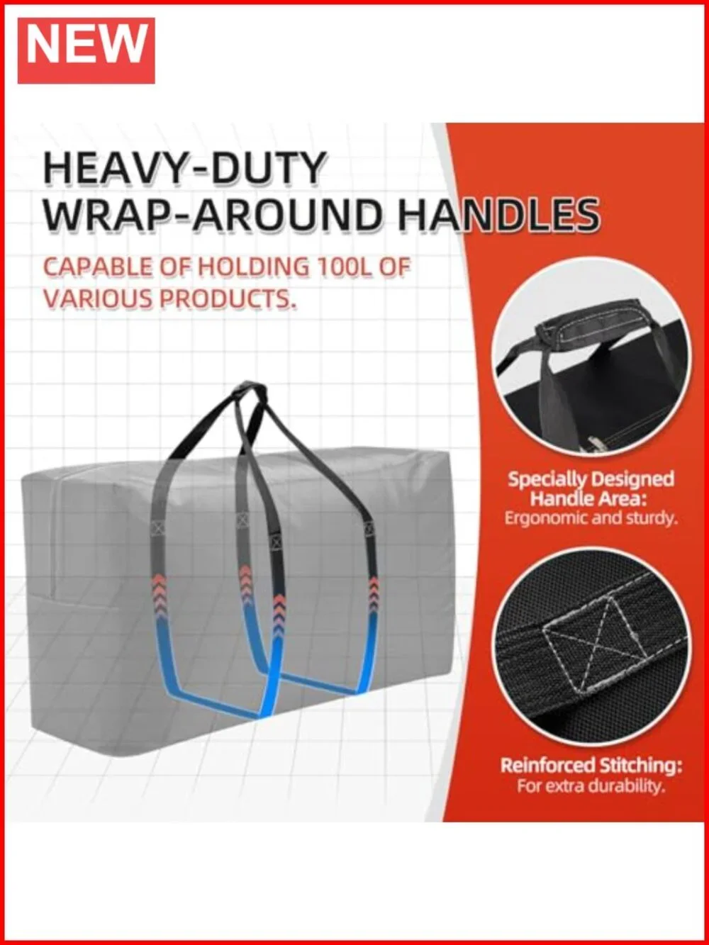 Extra Large Travel Duffel Bag, 100L Waterproof, Durable Zippers, Heavy Duty